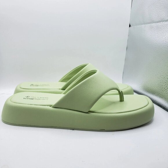Call it Spring Ladies' Size 10 MAKENA chunky Thong Sandals GREEN, Slides VEGAN - Picture 3 of 8